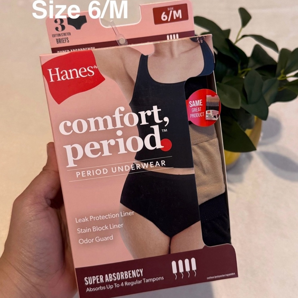 Hanes Briefs Women’s Period Underwear, Comfort, Period Super Leak Protection